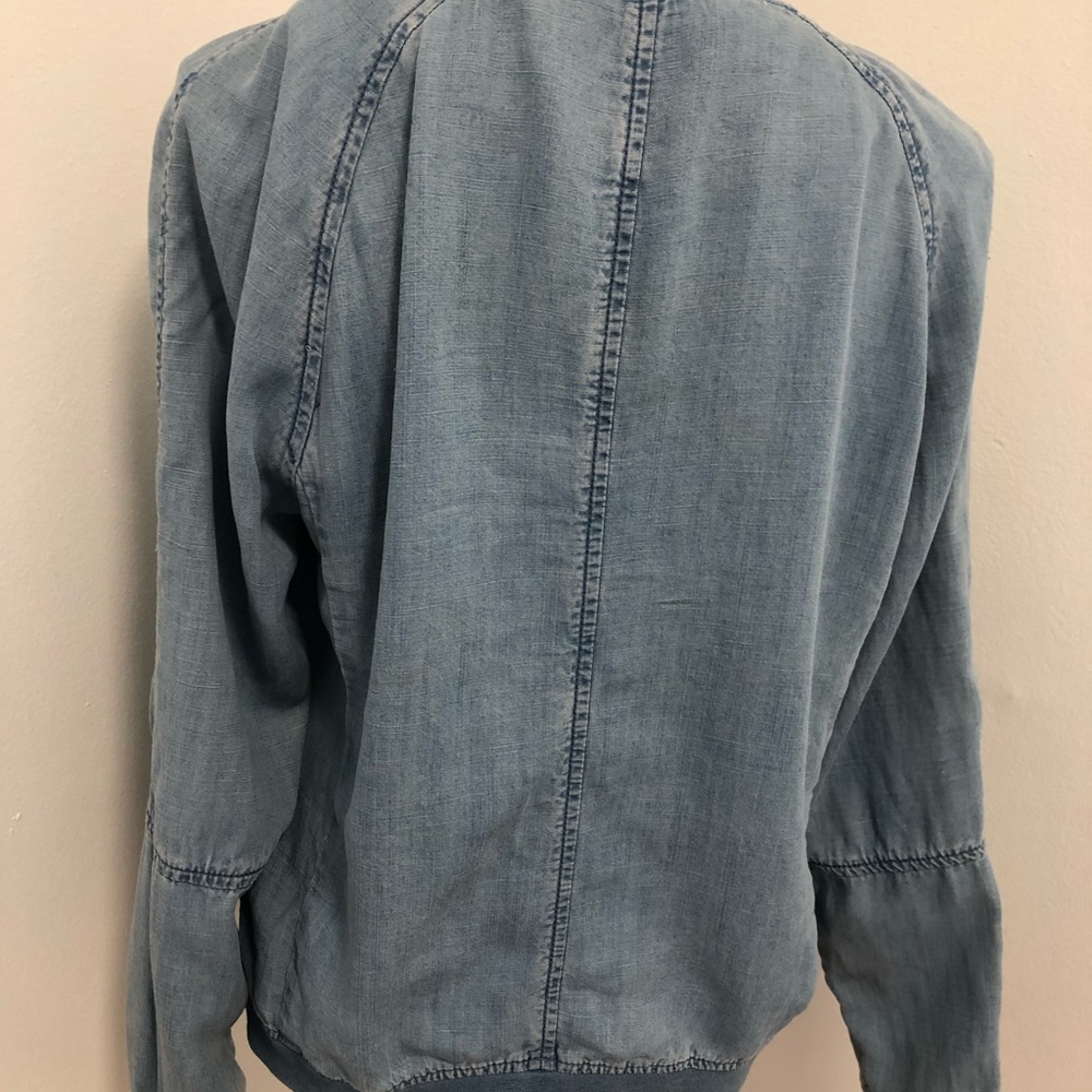 Ann Taylor Loft Chambray Bomber Jacket Size M - Picture 4 of 8
